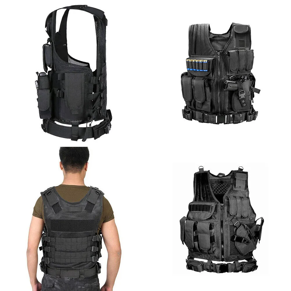 US Tactical Vest Military Gun Holder Durable Police Combat Assault Gear Fashion