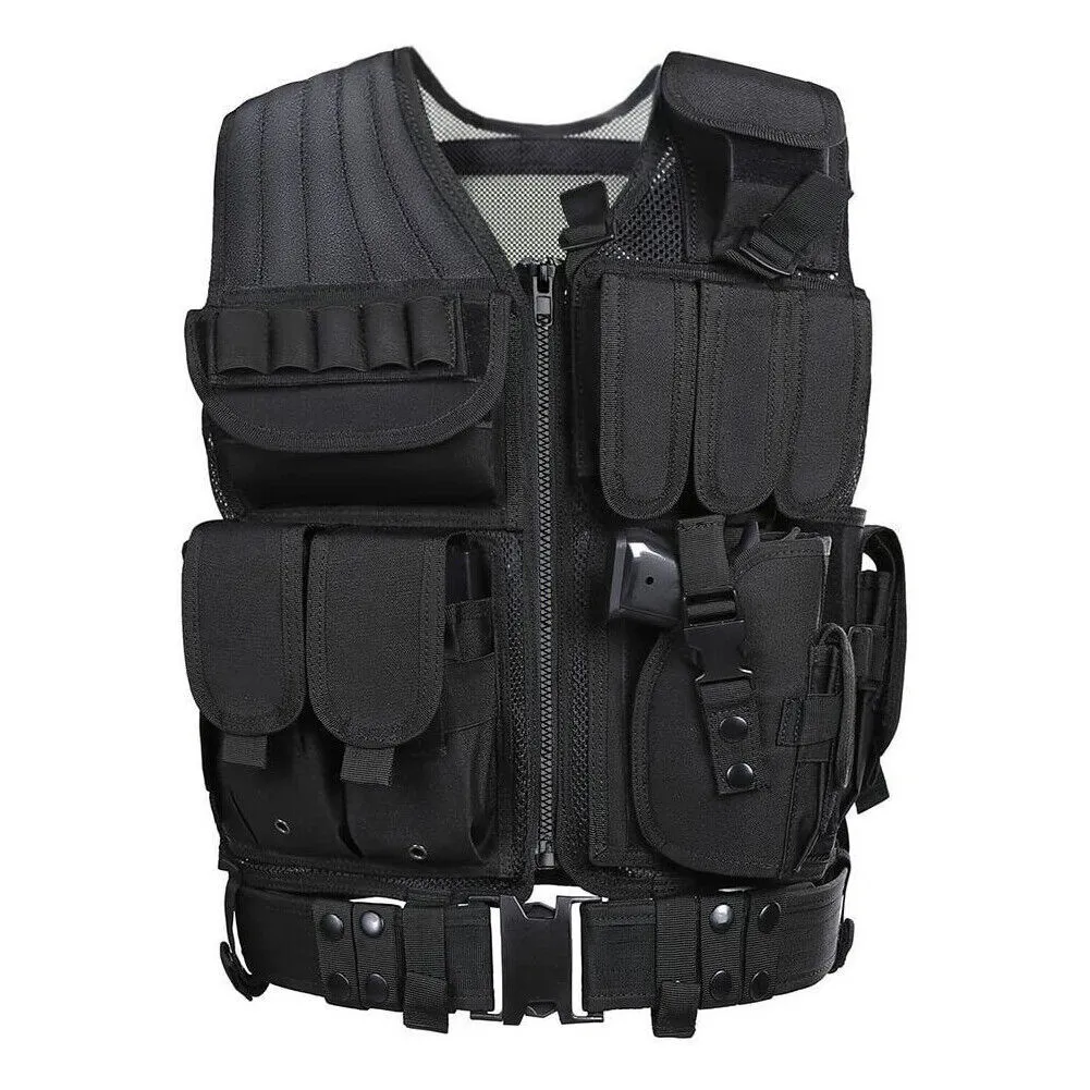 US Tactical Vest Military Gun Holder Durable Police Combat Assault Gear Fashion