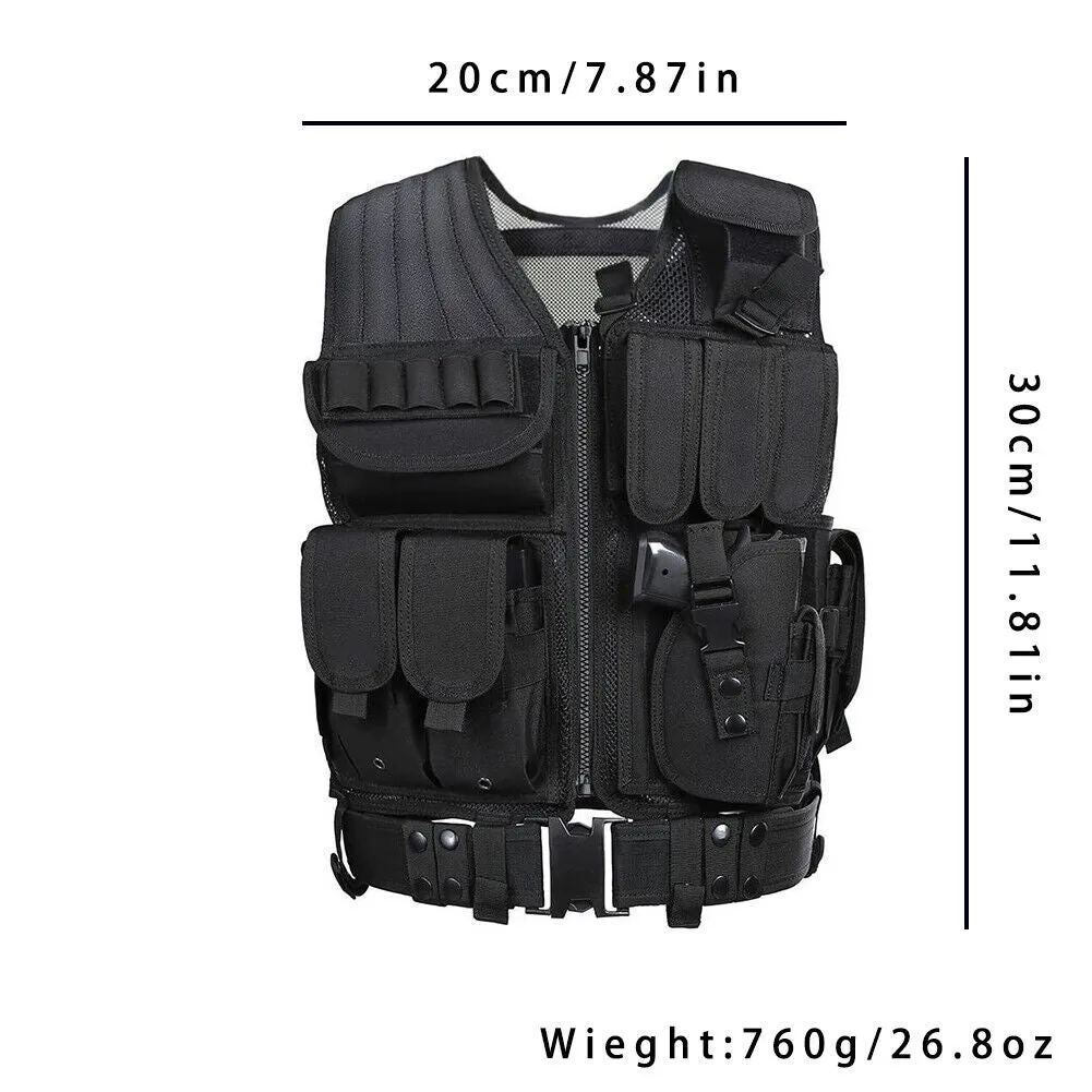 US Tactical Vest Military Gun Holder Durable Police Combat Assault Gear Fashion