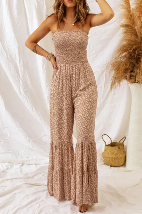 Wedding Guests / Floral Spaghetti Strap Smocked Wide Leg Jumpsuit