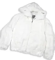 White Women Rabbit Fur Coat Detachable Hooded Bomber Jacket for Ladies by Winter Fur