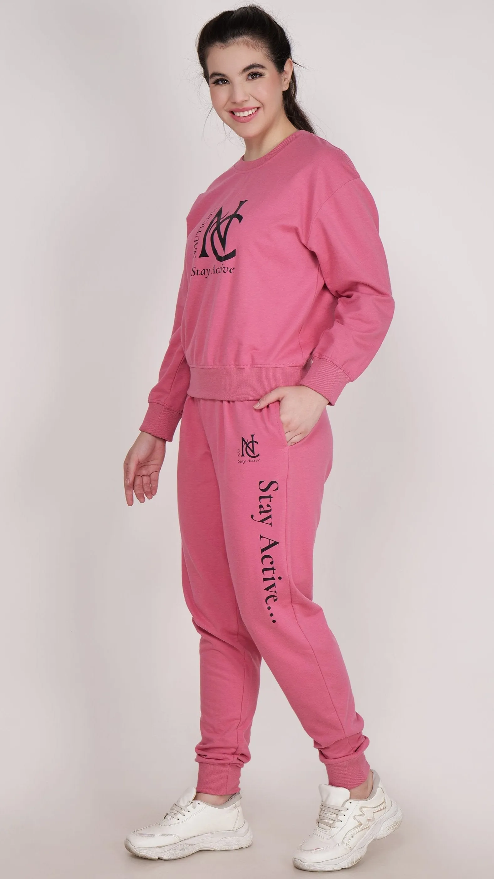 WOMEN WINTER WEAR CO-ORD SET MATTE PINK