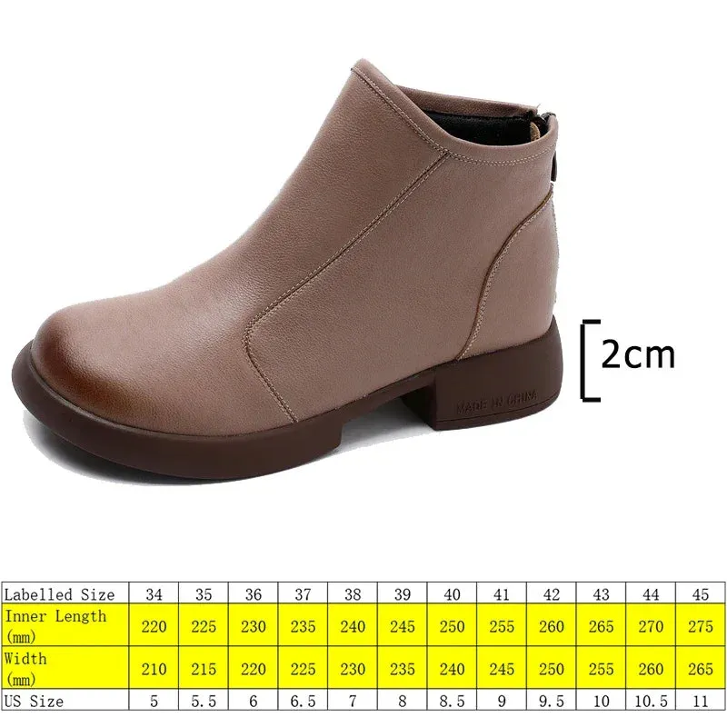 Women's Casual Shoes - Genuine Leather Ankle Botas - TSS151