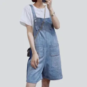 Women's denim romper with bands