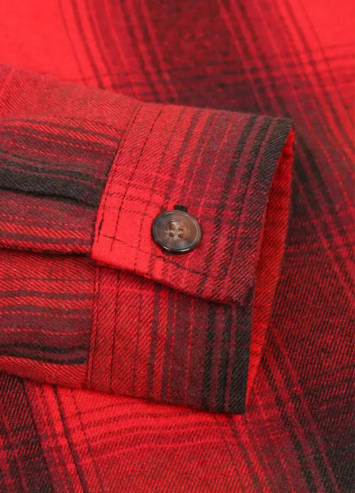 Women's Matching Family Red Sherpa-Lined Flannel Hoodie