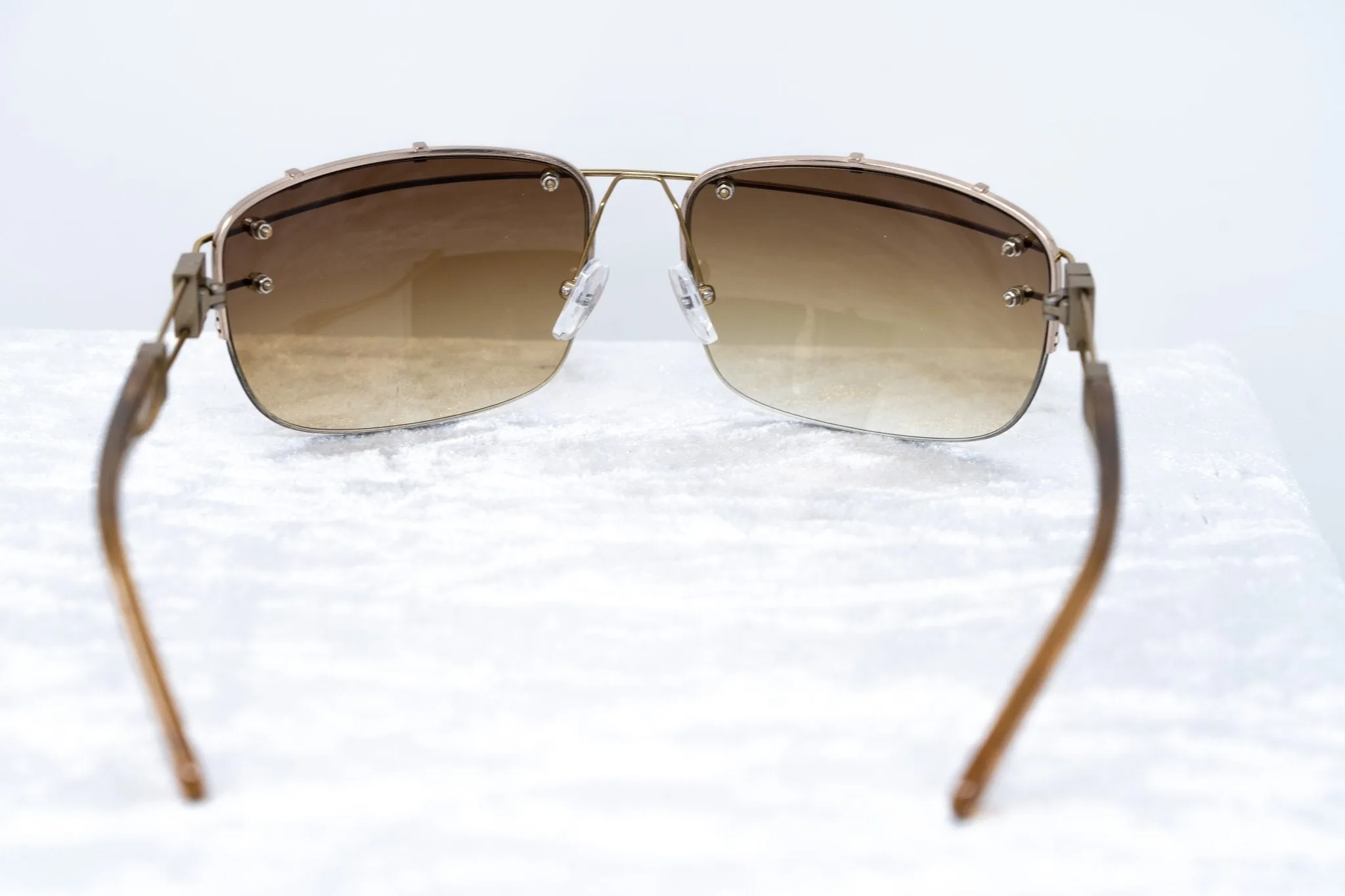 Yohji Yamamoto Sunglasses Rectangular Gold and Brown