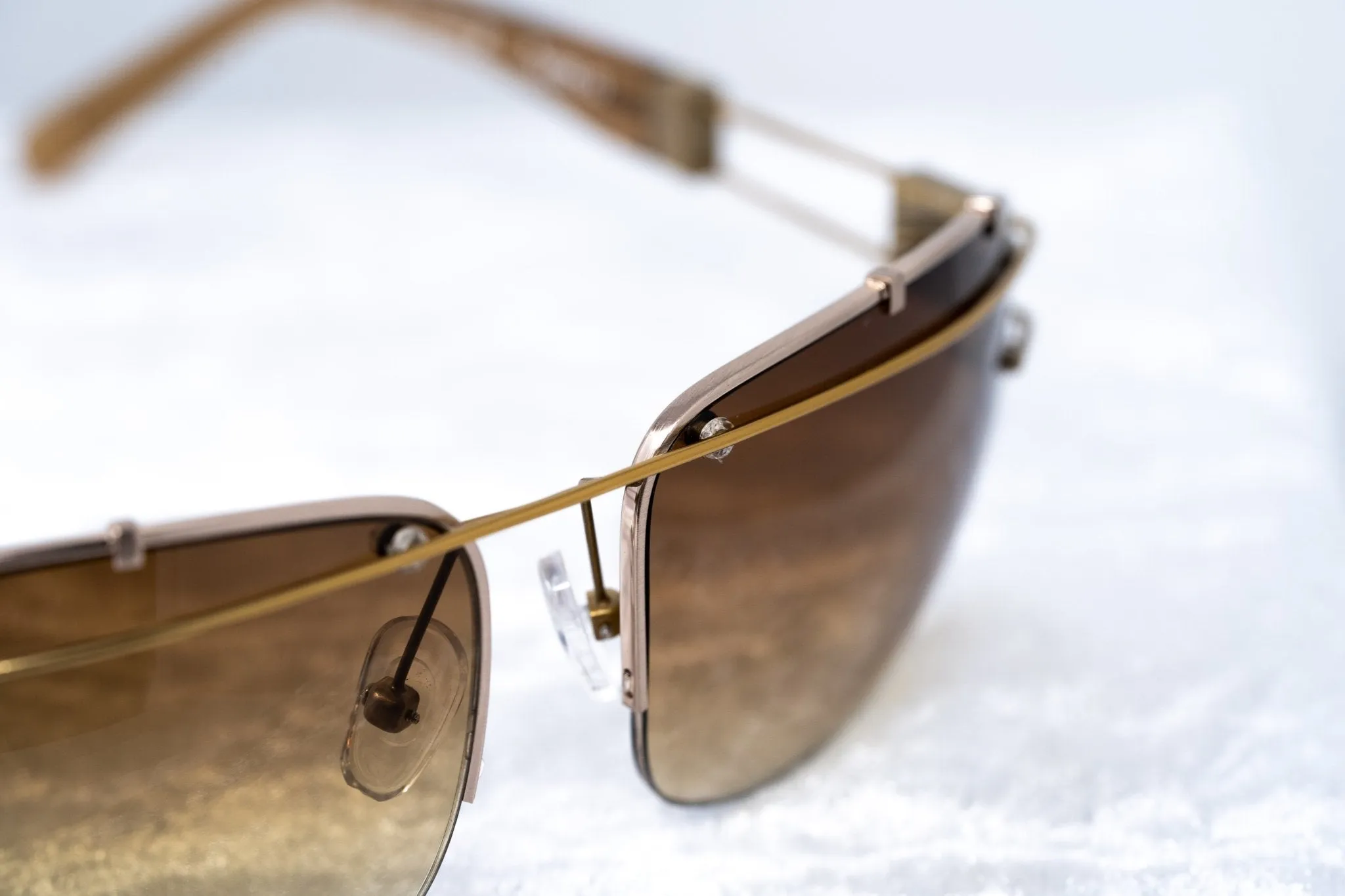 Yohji Yamamoto Sunglasses Rectangular Gold and Brown