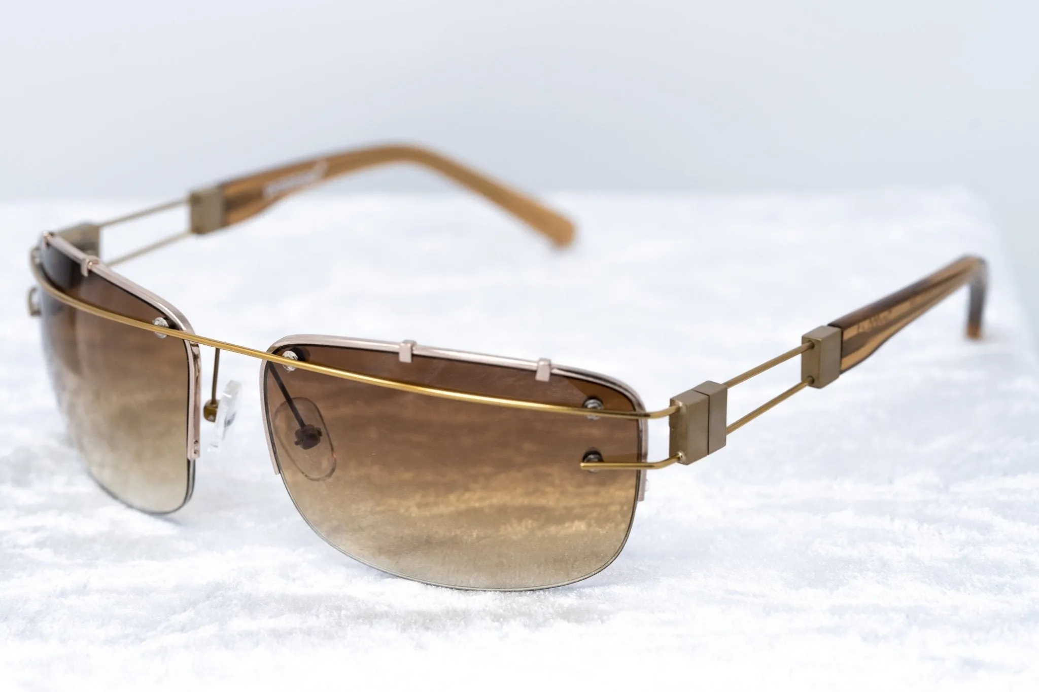 Yohji Yamamoto Sunglasses Rectangular Gold and Brown