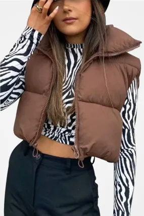 Zipper Cropped Puffer Vest